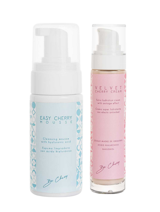 pack limpiador en espuma y crema nutritiva antiedad be cherry